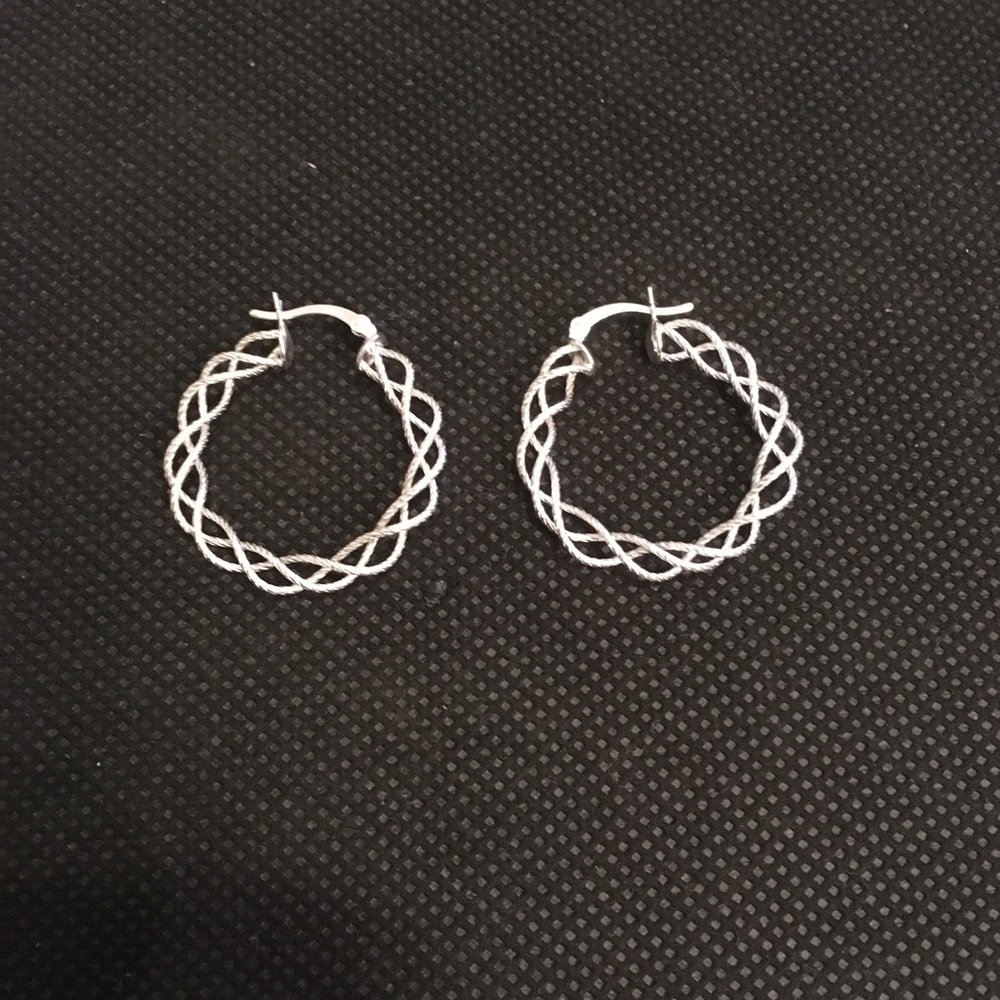 Sterling Silver Twisted Hoop Earrings 30mm New - Picture 2 of 3